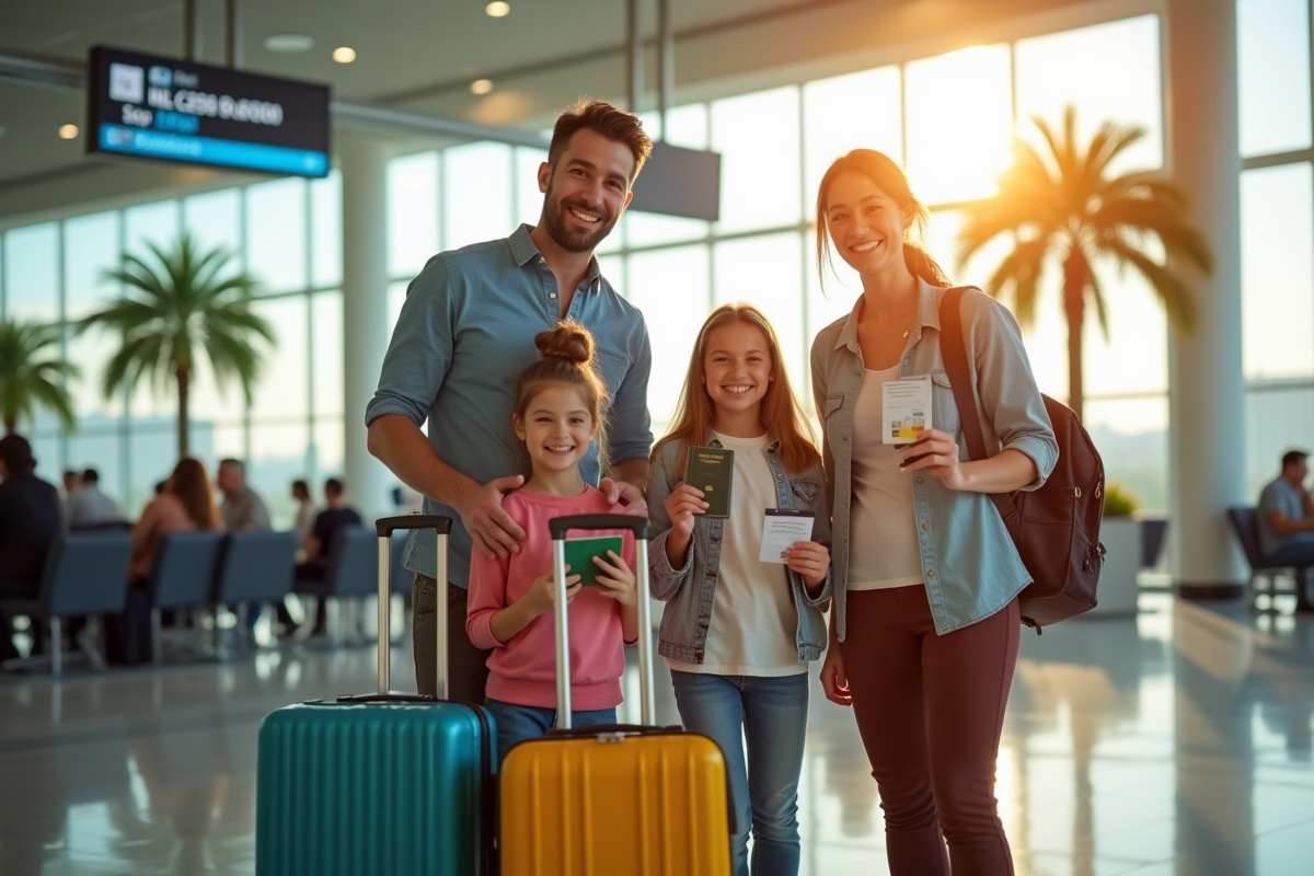 Famille souriante à l