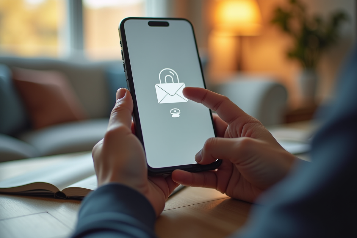 Mains tenant un smartphone avec page de connexion email