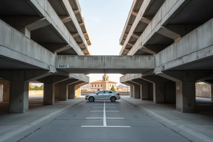 Parking à étages en plein air dans le centre-ville de Palerme avec vue sur les toits de la ville