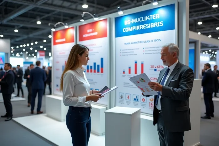 Stand commercial français dans un salon international dédié aux échanges économiques avec les pays de la CEI